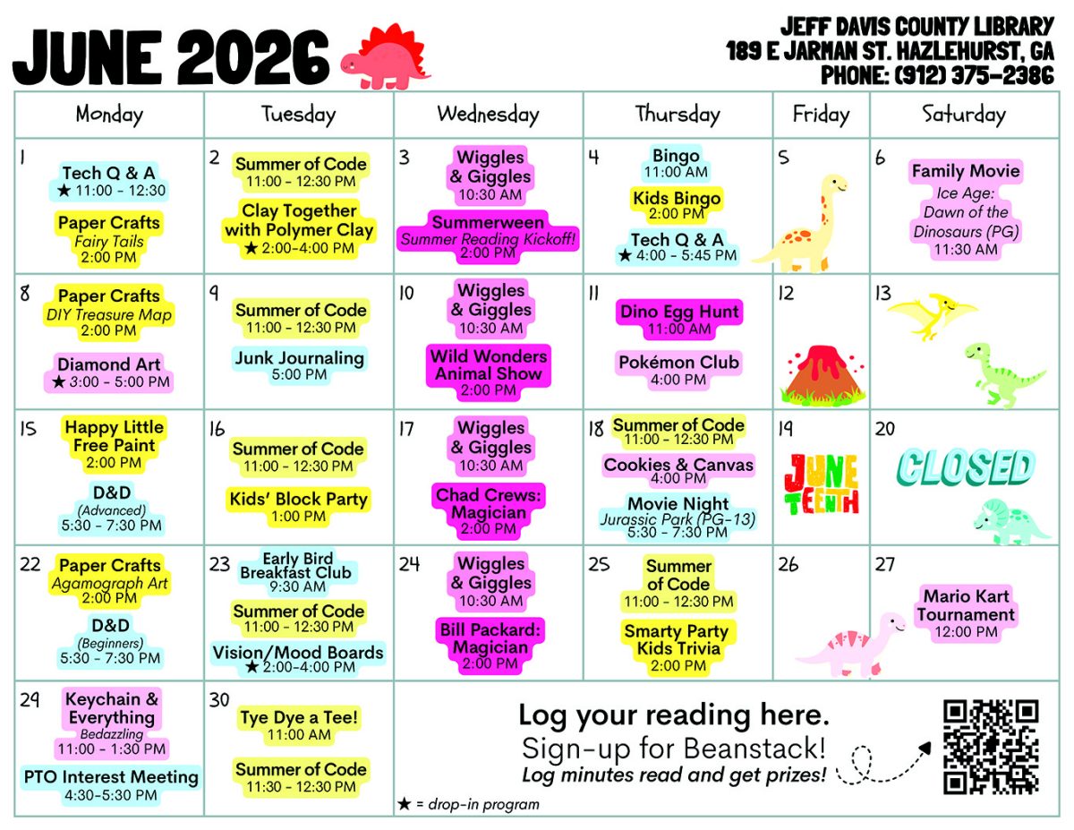 Summer R.davis 250 Attend Summer Reading program – Jeff Davis Ledger